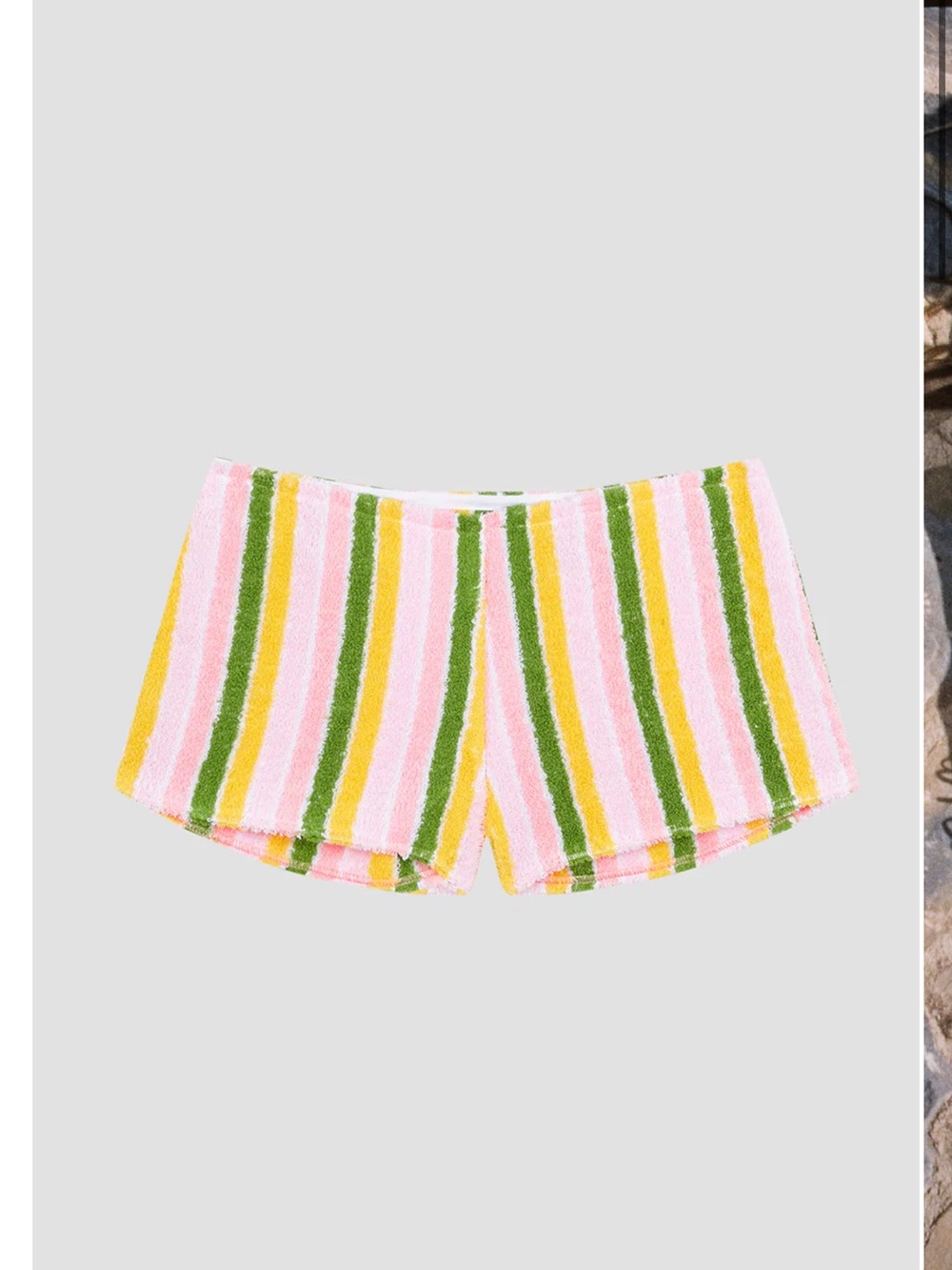 Striped Terry Bike Shorts in Pink, Yellow & Green